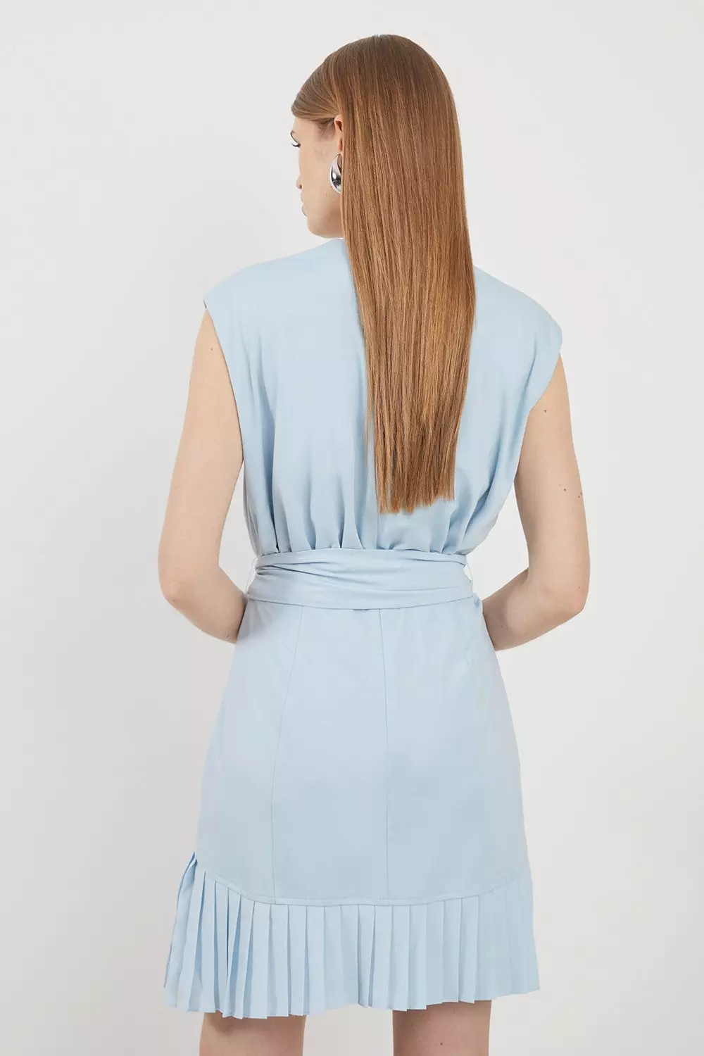 Jersey And Georgette Mix Pleated Sleeveless Mini Dress Karen Millen